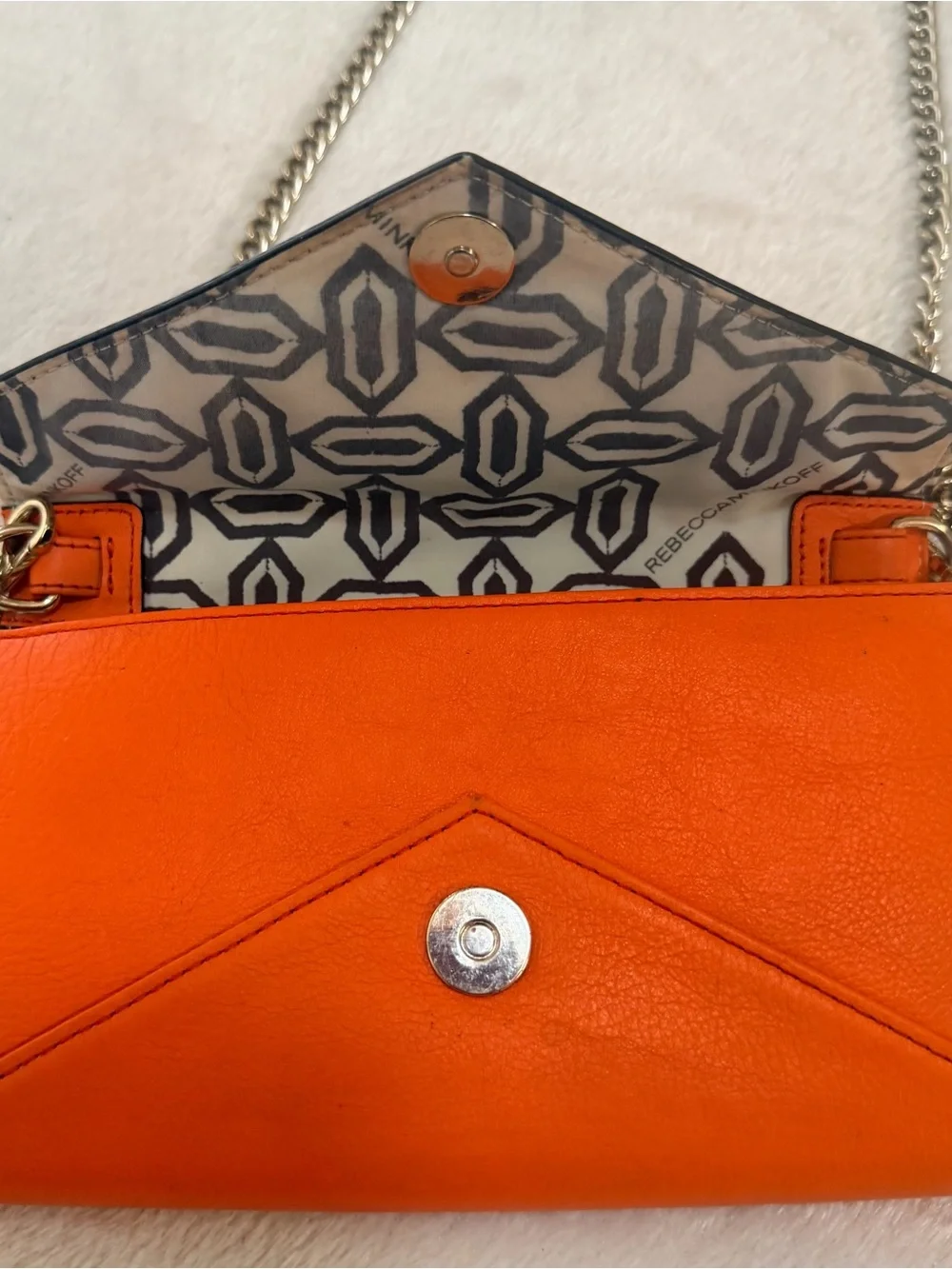 Rebecca Minkoff Studded Leather Wallet On A Chain In Vibrant Coral Orange